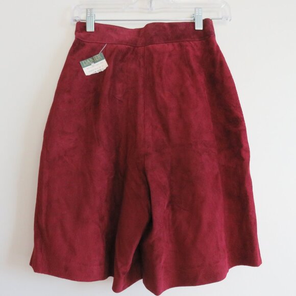 VINTAGE DANIER Deadstock Maroon Leather Suede High Waisted Shorts - Size 4 NWT - Picture 10 of 15
